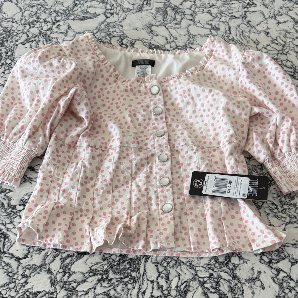 Thrills Pink Polka Dot Kids Blouse
